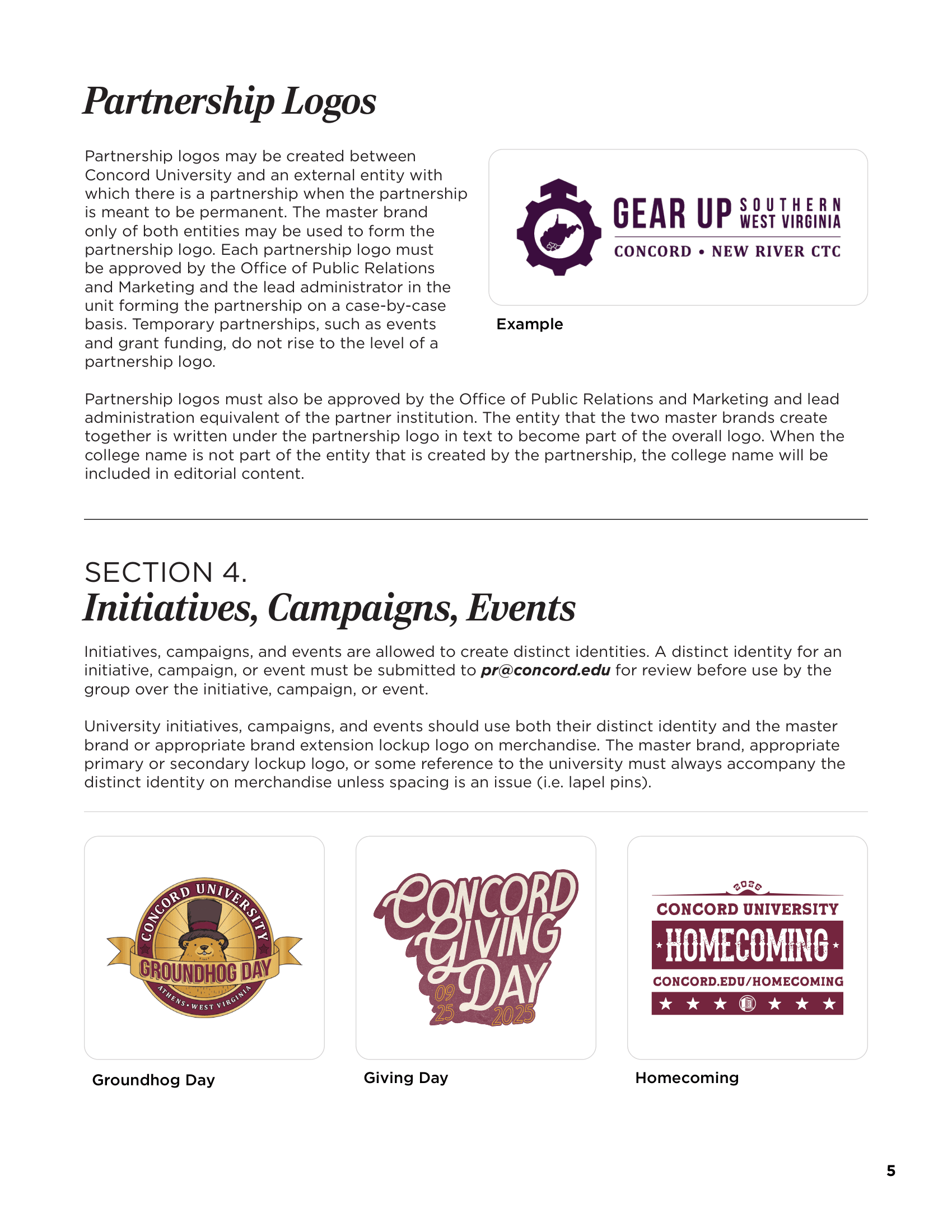 Concord University Branding Guidelines — Partnerships & Campaigns