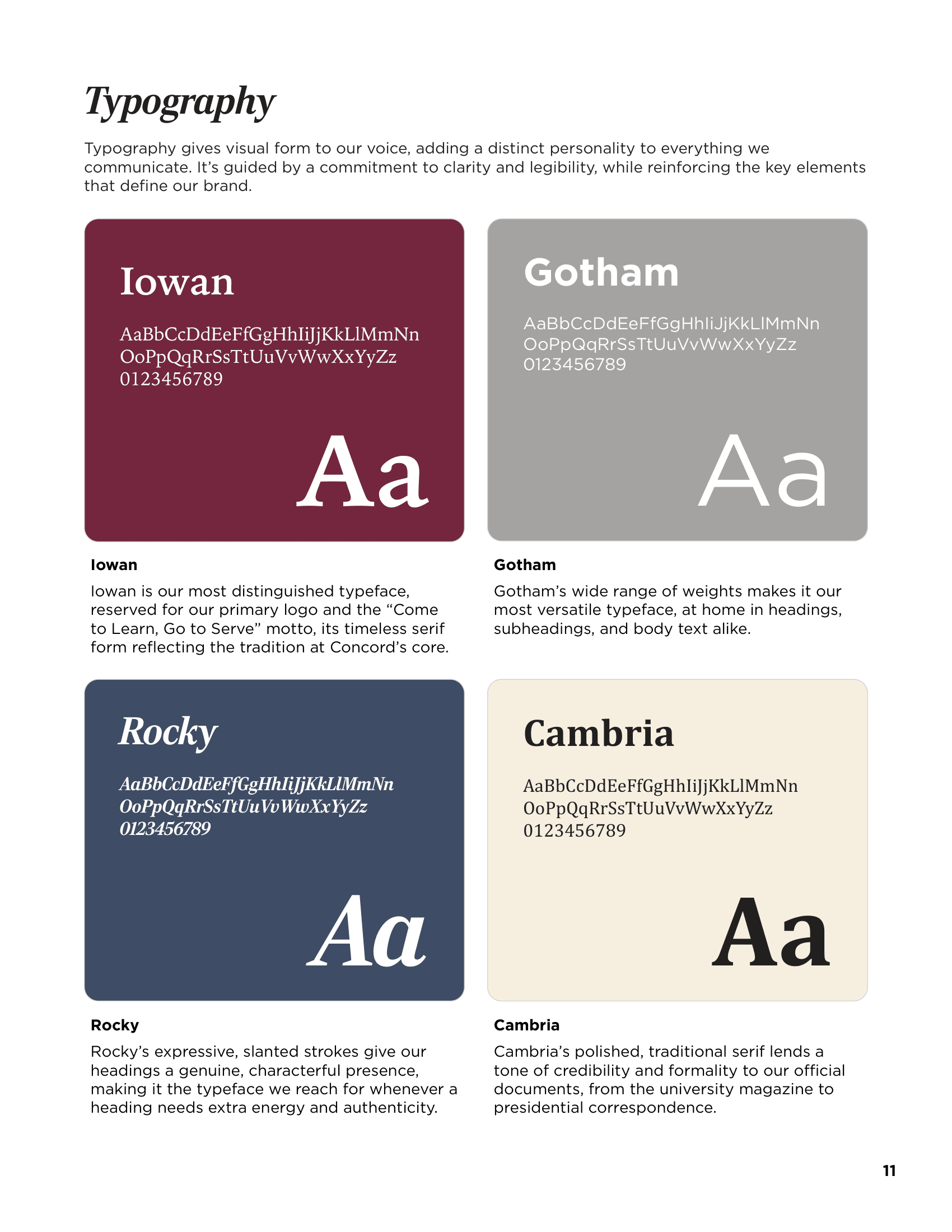 Concord University Branding Guidelines — Official Brand Typefaces
